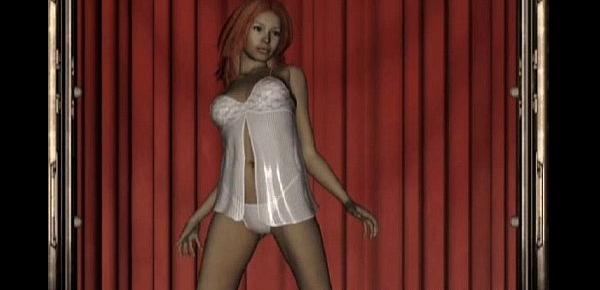  3d redhead in white lingerie teasing
